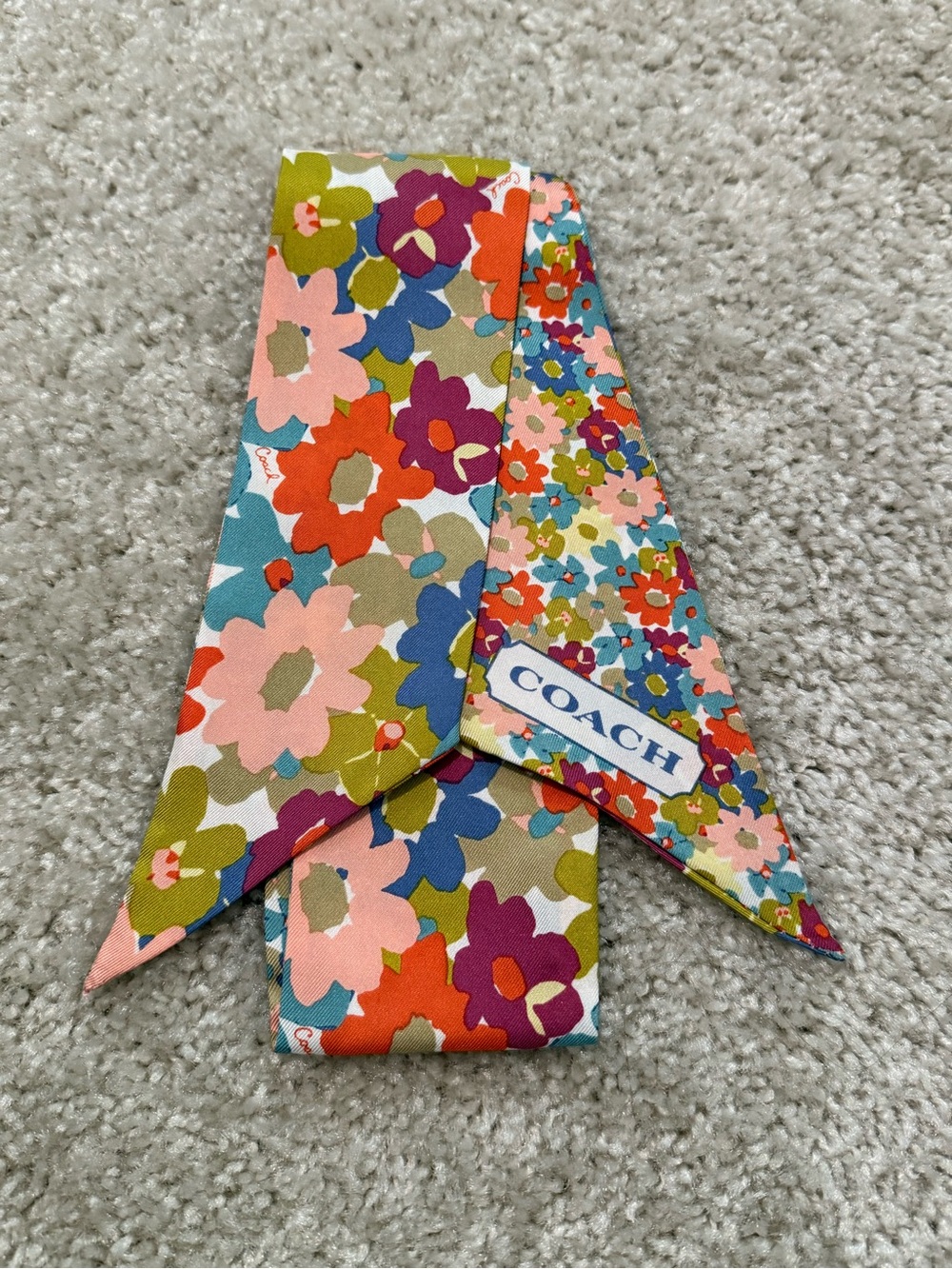 Coach Skinny Floral Scarf/Bag Scarf NWOT